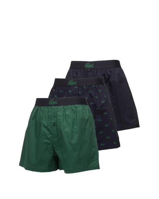 Lacoste Green Logo-Patch Boxers (Set Of Three) for men