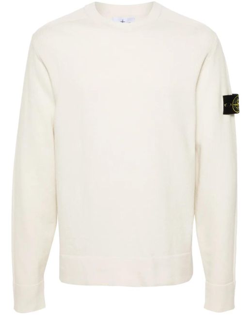メンズ Stone Island コンパスバッジ セーター White