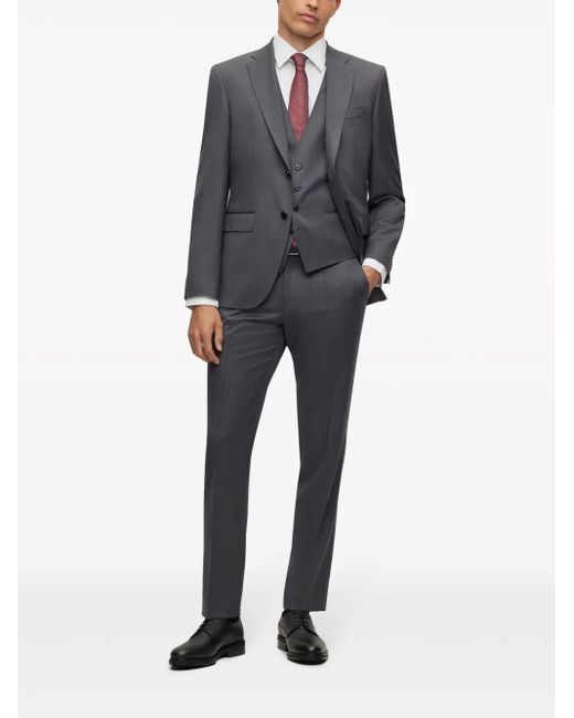Boss Gray Tailored Button-Down Waistcoat for men