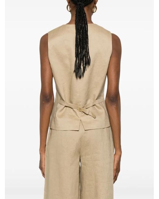Max Mara Natural Linen Box Fit Vest With Adjustable Back Strap