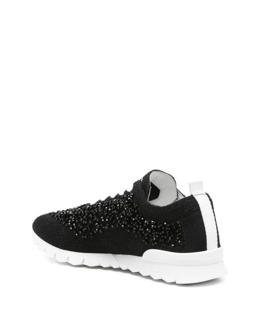 Kiton Black Fit Beaded Sneakers
