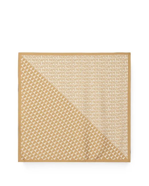 Patrizia Pepe Natural Logo-Print Silk Scarf