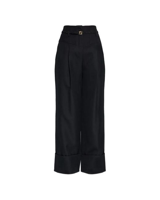 Fendi Black Poudre Wool Trousers