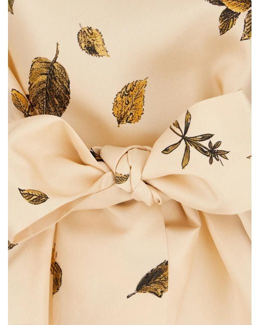 Co.Go Natural Leaf-Print Belted Blouse