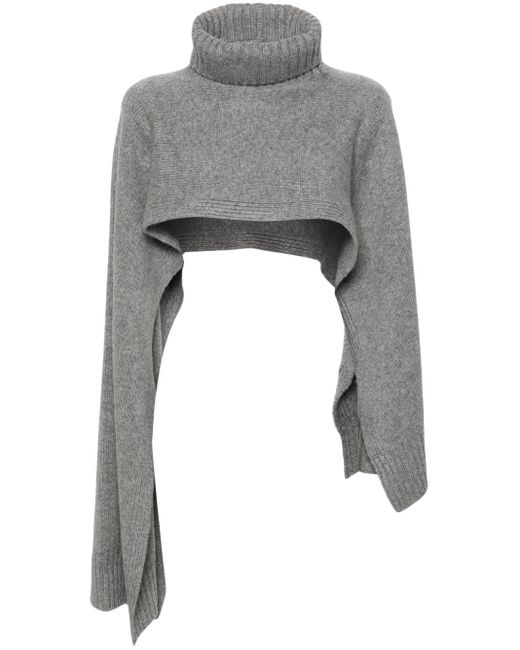 Jil Sander Gray Roll-neck Knitted Scarf