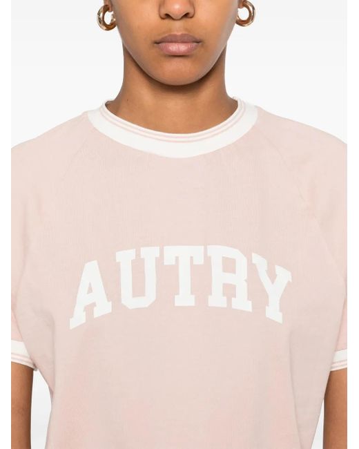 Autry Pink Logo-Print T-Shirt