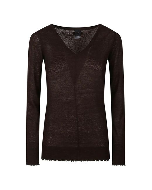 Pinko Black V-Neck Distressed-Effect Sweater
