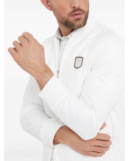 Brunello Cucinelli Gestreifte Jacke mit Logo-Applikation in White für Herren