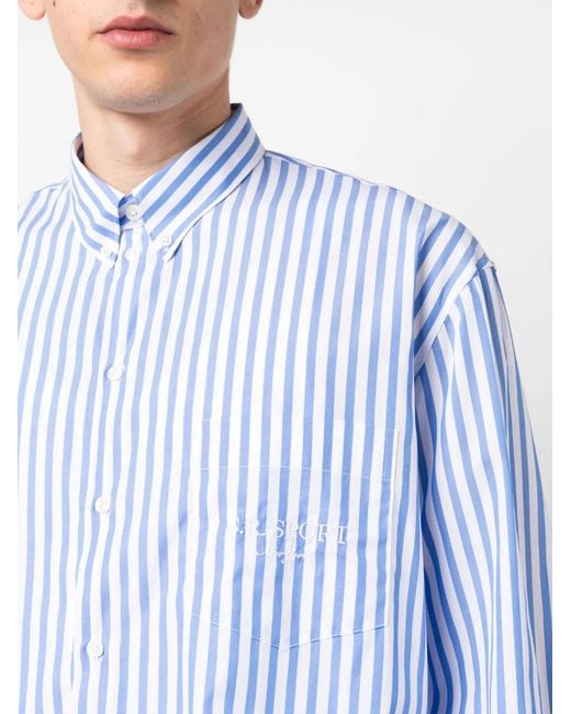 Sporty & Rich Blue Sr Sport Striped Poplin Shirt for men