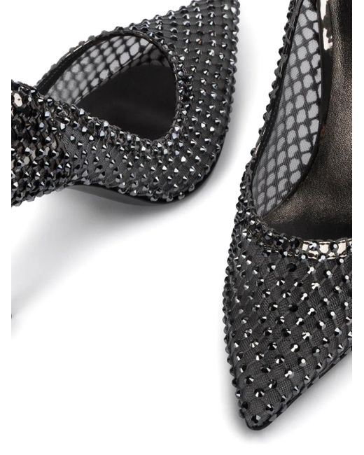 Le Silla Metallic Crystal-Embellished Mesh Pointed-Toe Pumps
