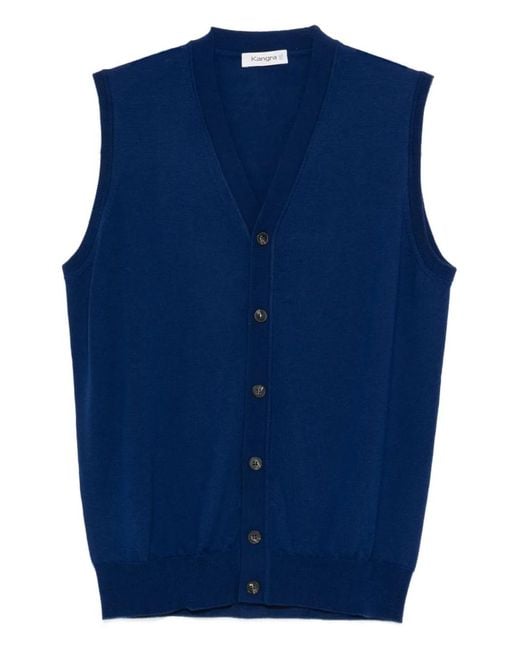 Kangra Blue V-Neck Waistcoat for men