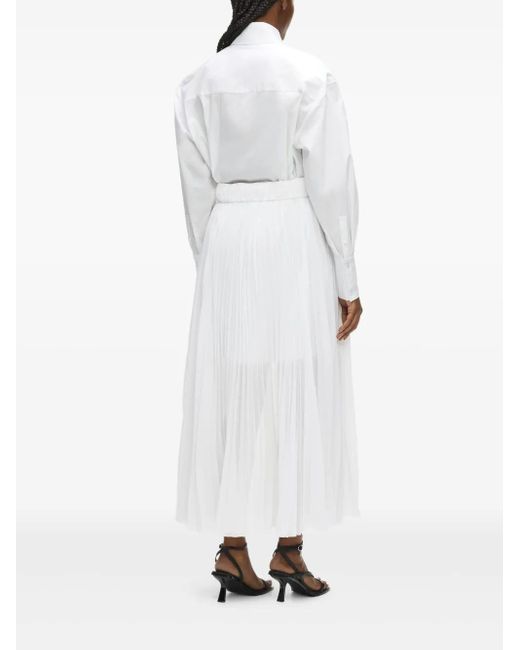 Karl Lagerfeld Geplooide Blousejurk Met Ceintuur in het White