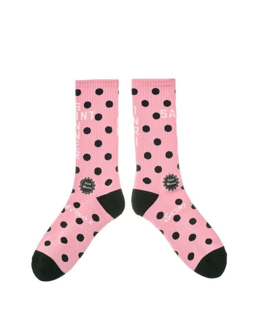 SAINT Mxxxxxx Pink Polka-Dot Socks for men