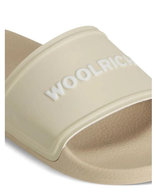 Woolrich White Logo-Embossed Slides