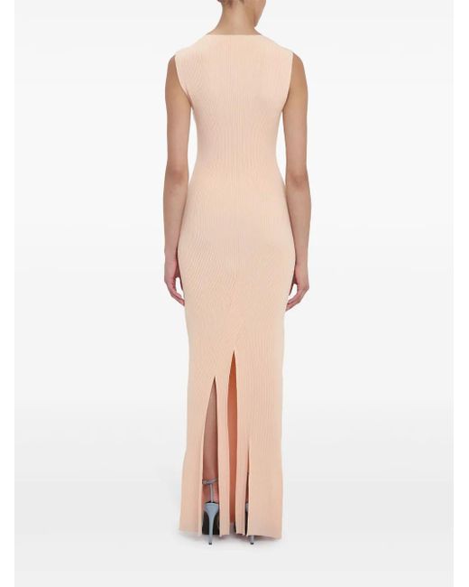 Victoria Beckham White Pleat-Detailing Sleeveless Maxi Dress
