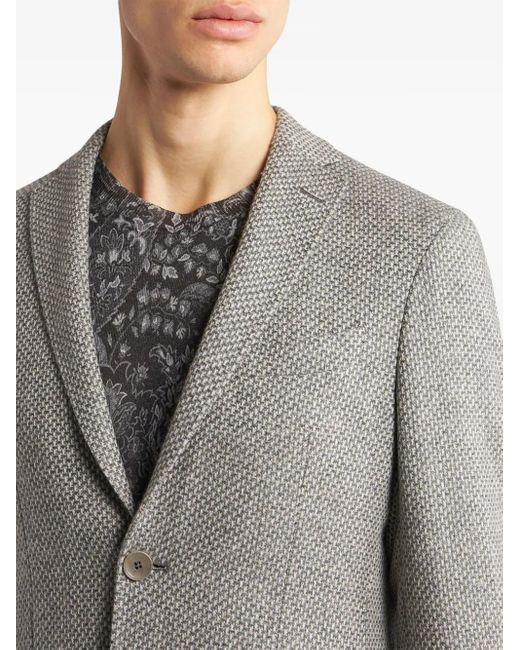 Etro Gray Single-Breasted Wool Blazer for men
