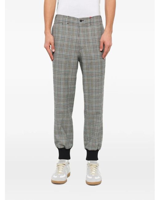McQueen Gray Prince Of Wales Check Track Pants for men