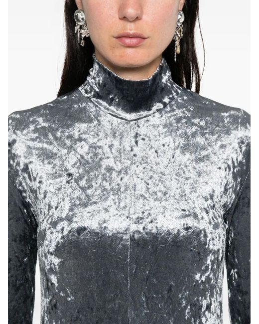 Forte_forte Gray Velvet High-Neck Dress