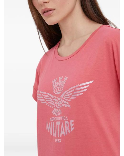 Aeronautica Militare Red Logo-Print T-Shirt