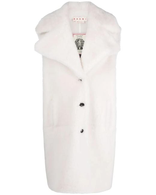 Marni White Faux-Fur Gilet