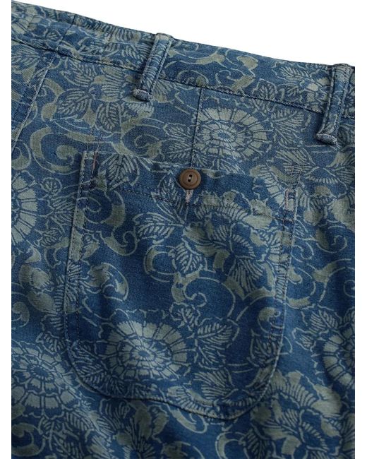 RRL Blue Printed Shorts for men