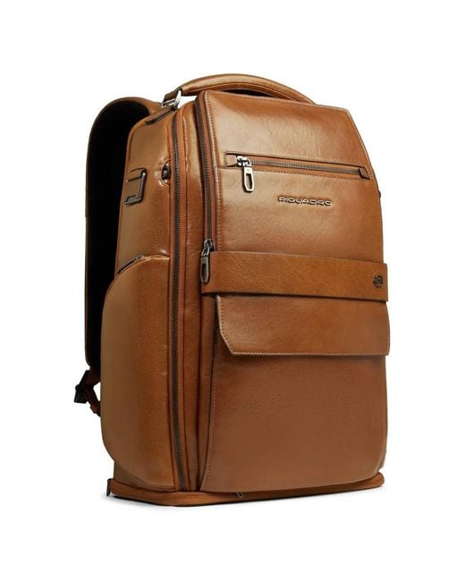 Piquadro Brown Leather Backpack for men