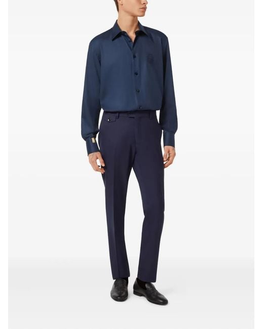 Billionaire Blue Logo-Patch Shirt for men