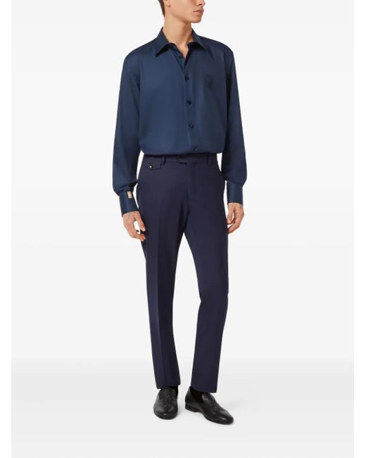 Billionaire Blue Logo-Patch Shirt for men