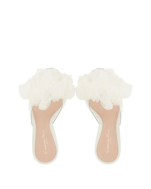 Gianvito Rossi White Igea Floral-Appliqué Sandals