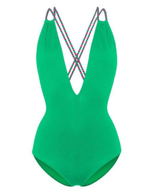 Eres Green Pirouette V-neck Swimsuit