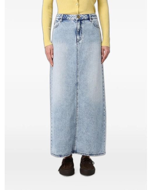 ARMANI EXCHANGE Blue Faded-Effect Long-Length Skirt