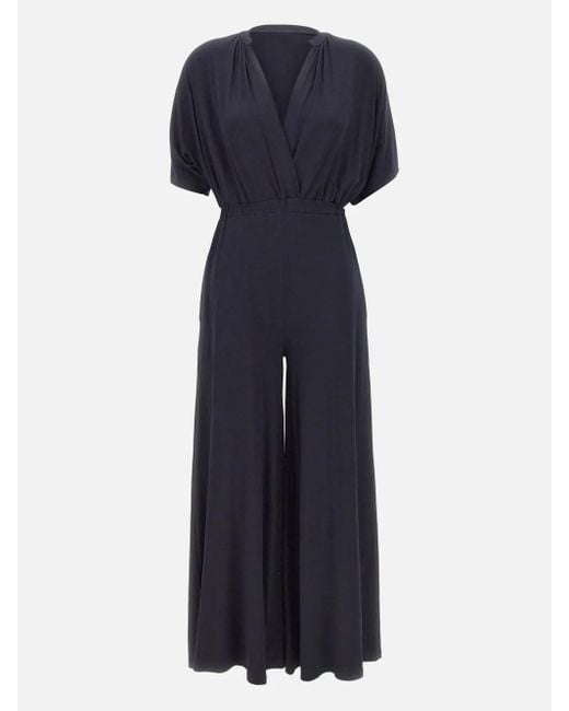 Kaos Blue V-Neck Pleated Jumpsuit