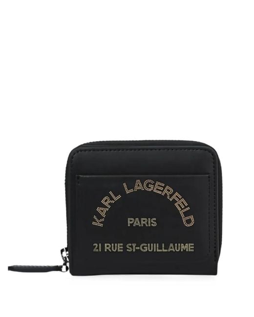 Karl Lagerfeld Black Logo-Print Zip-Around Wallet