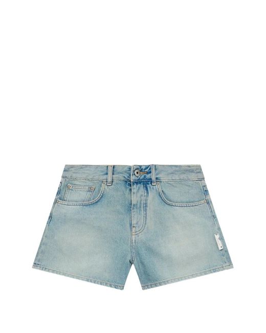 Off-White c/o Virgil Abloh Blue College Patch Denim Shorts