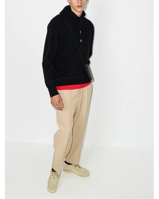 Sunspel Black Drawstring Cotton Hoodie for men