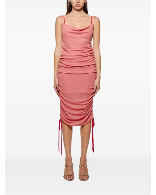 Dion Lee Red Ribbed Drawstring Dress
