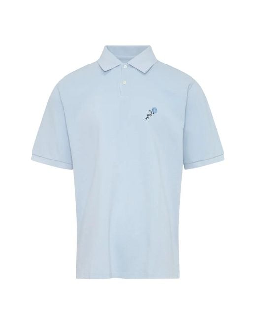 vowels Blue Embroidered-Logo Polo Shirt for men