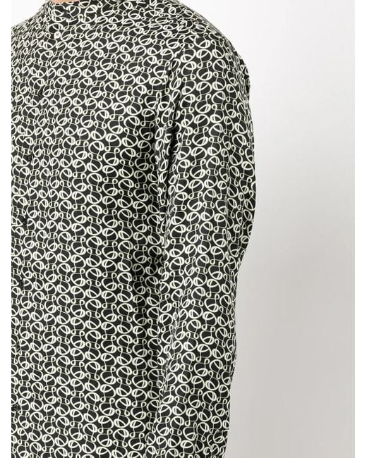 Dundas Gray Monogram Button-Up Shirt for men