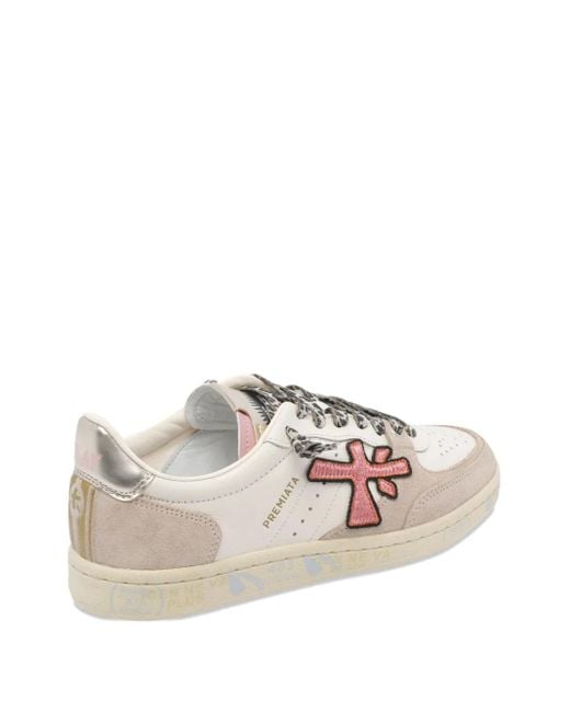 Premiata Logo-appliqué Round-toe Sneakers Pink