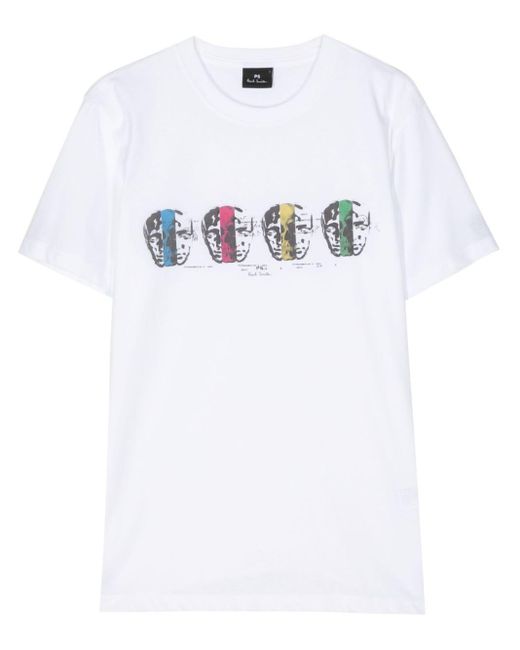 T-shirt à imprimé Opposite Skull PS by Paul Smith pour homme en coloris White