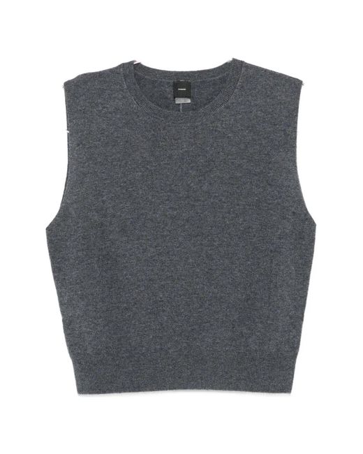 Pinko Gray Knit Sleeveless Sweater