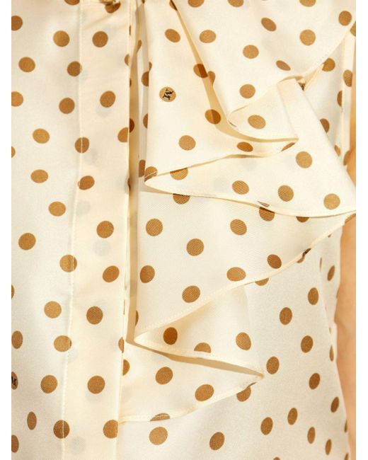 Max Mara Natural Pegli Polka Dot-Print Silk Blouse