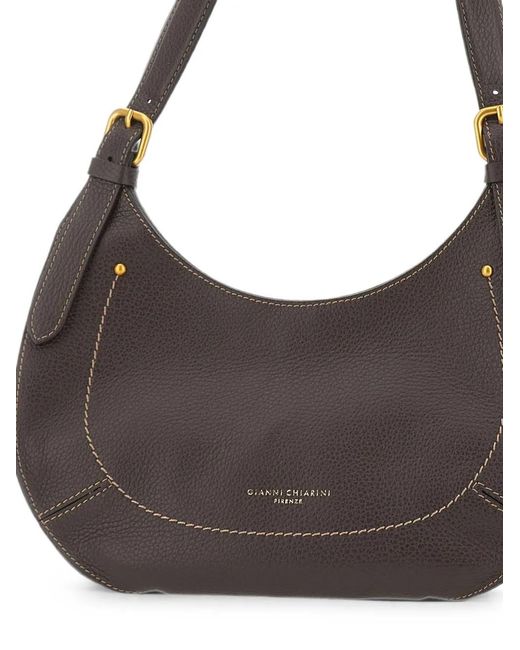 Gianni Chiarini Gray Gabry Hammered Leather Shoulder Bag