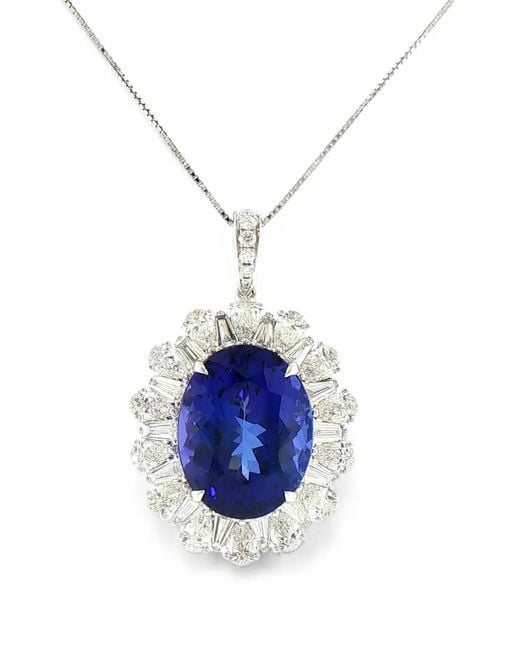 HYT Jewelry Blue Tanzanite And Diamond Necklace