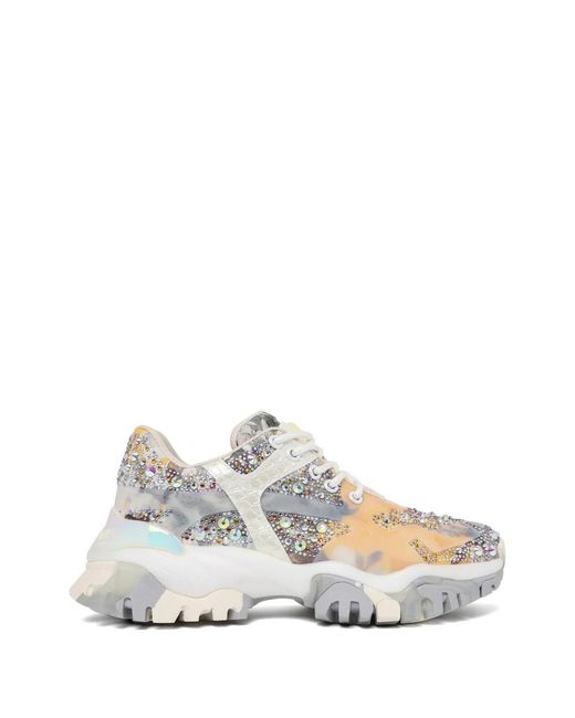 JOIA PARIS White Jewel Crystal-Embellished Sneakers