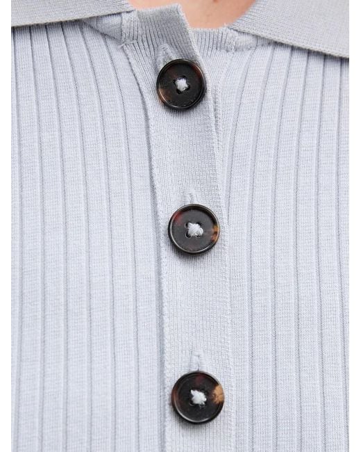 Marc O' Polo White Ribbed-Knit Polo Shirt
