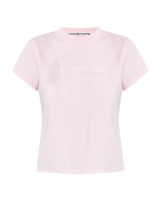 Alexander Wang Pink Cotton T-Shirt With Logo Print