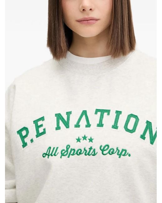 P.E Nation Gray Logo-Embroidered Sweatshirt