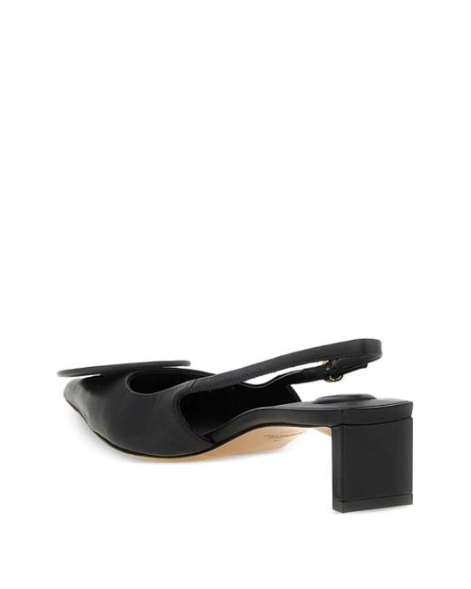 Jacquemus Black Pointed Toe Leather Slingback Pumps