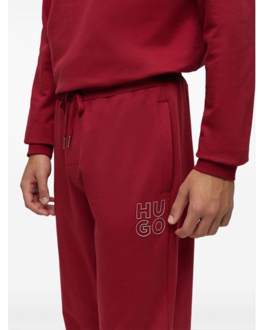 HUGO Red Logo-print Cotton Track Pants for men